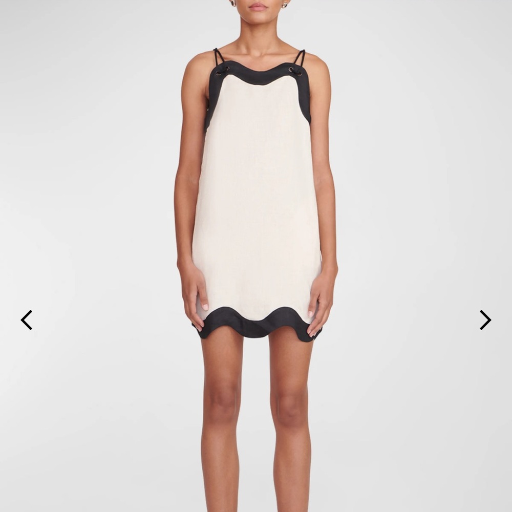STAUD RENATA SCALLOPED TWO TONED MINI DRESS